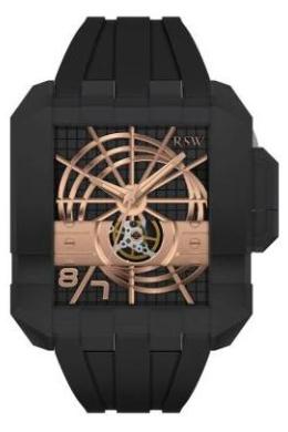 RSW Mens 7110.MS1.R1.10.00 Crossroads Square Collection Black Dial Automatic Watch